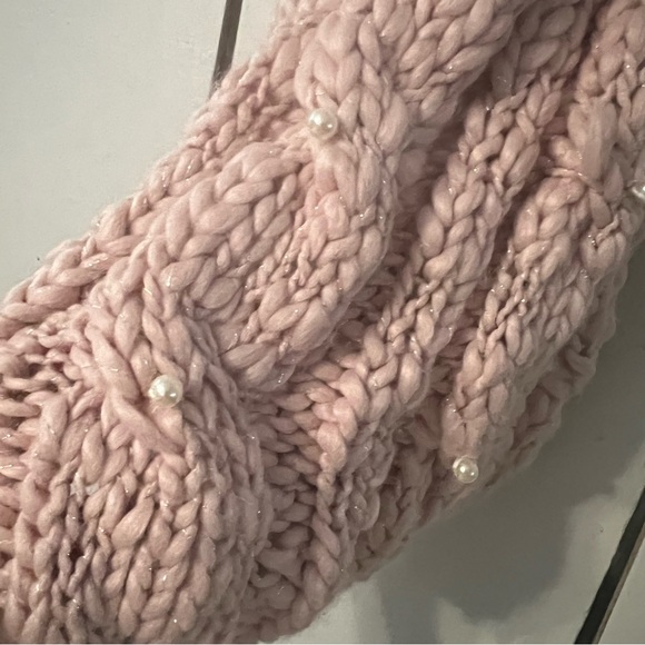 Betsey Johnson Pearly Infinity Snood Scarf Pink - Picture 4 of 8
